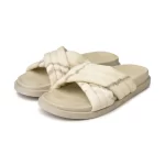 Sandale imprimé tie-dye, détails surpiqûres et bride croisée