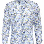 Chemise aquarelle Italie blanc/bleu