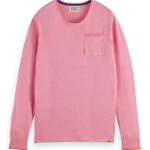 Pull ras du cou en lin et coton mélangés