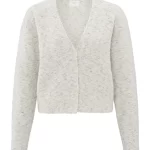 Cardigan bouclé avec col en V et accents colorés