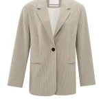 Blazer oversize à rayures fines avec ceinture à nouer