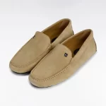 Mocassins en cuir suédé beige