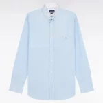 Chemise coupe droite en coton vichy bleu ciel