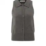 Cardigan sans manches avec col et fermeture à boutons