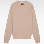 Pull col rond en coton et lyocell mélangés beige